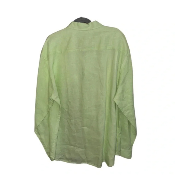 Tommy Bahama Lime Green 100% Linen Long Sleeve Button Down Shirt Size XL - Picture 3 of 6